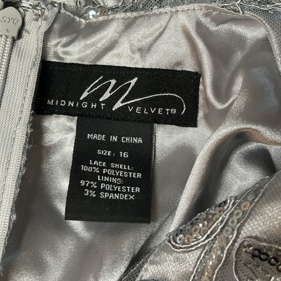 Midnight Velvet Sequin Floral Formal Gray Evening Gown Black Tie Maxi Maxi Dress - Picture 14 of 16